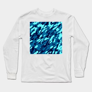 Blue Turquoise Camouflage Long Sleeve T-Shirt